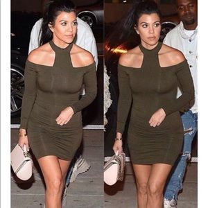 My style mode double lined T neck mini olive green